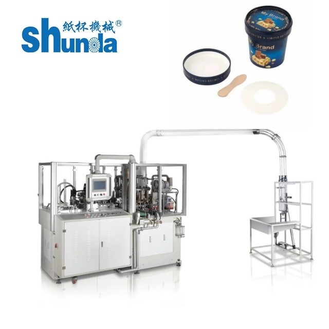 PE Coated Paper Ice Cream Cup Making Machine Ultrasonic Heating Sealing with Cup Lid